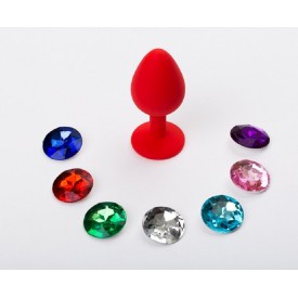 Красная малая силиконовая пробка с 7 сменными кристаллами - 7,1 см.