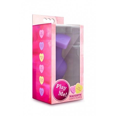 Фиолетовая анальная пробка Naughty Candy Heart Do Me Now - 8,9 см.