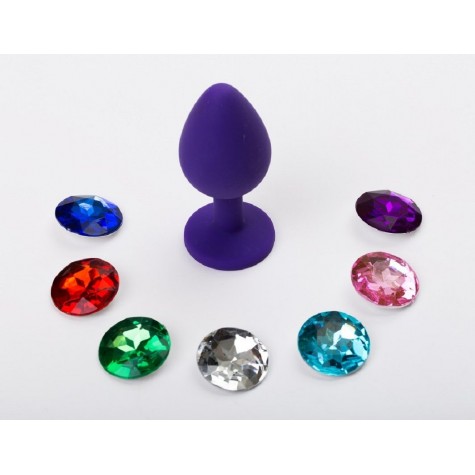 Фиолетовая малая силиконовая пробка с 7 сменными кристаллами - 7,1 см.